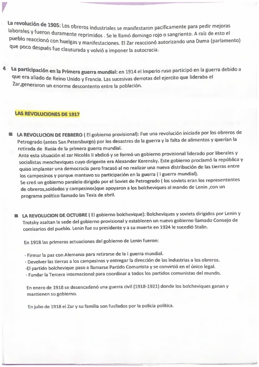 LA REVOLUCION RUSA
En 1917 el imperio ruso en un proceso revolucionario, termina para siempre con el gobierno autocrático del
zar Nicolás II
