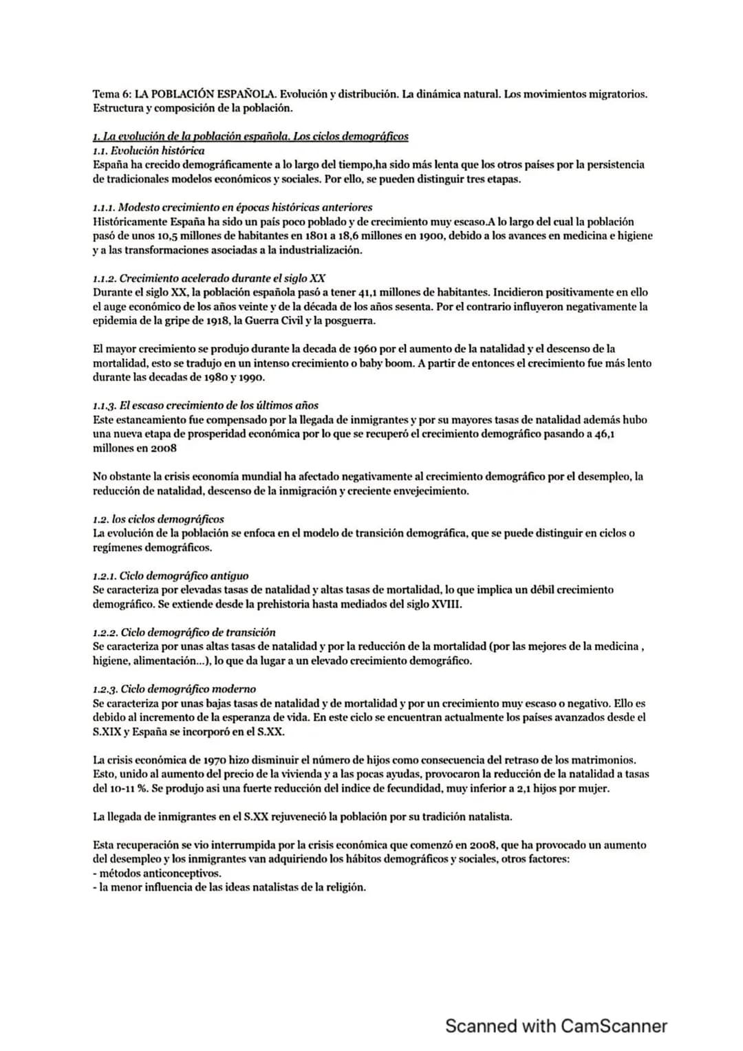 Tema 6: LA POBLACIÓN ESPAÑOLA. Evolución y distribución. La dinámica natural. Los movimientos migratorios.
Estructura y composición de la po