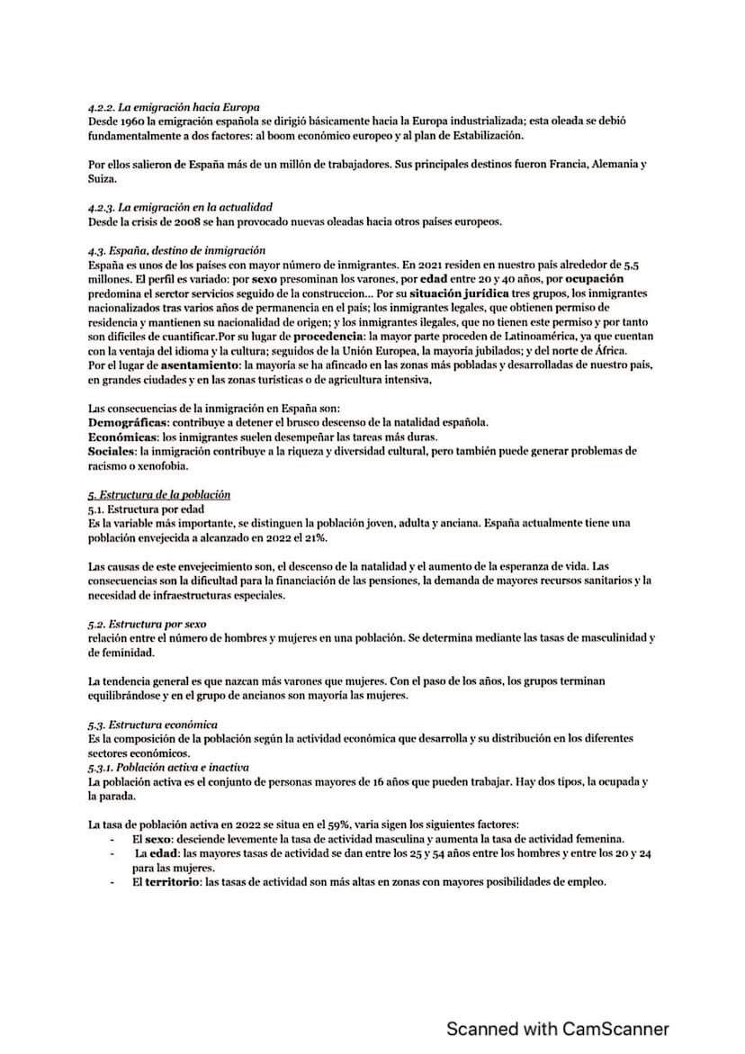 Tema 6: LA POBLACIÓN ESPAÑOLA. Evolución y distribución. La dinámica natural. Los movimientos migratorios.
Estructura y composición de la po