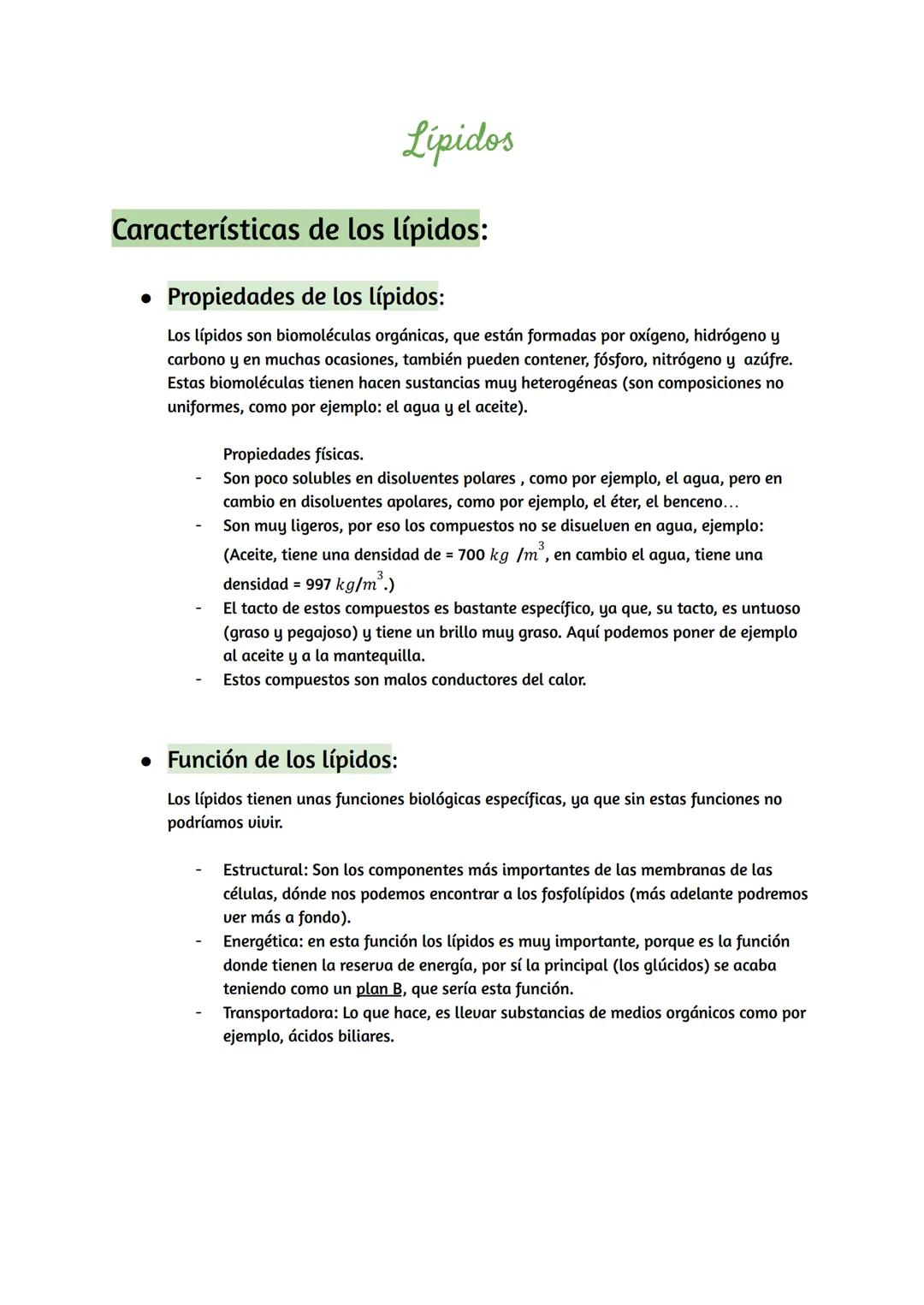 # Lípidos

## Características de los lípidos:

*   Propiedades de los lípidos:

Los lípidos son biomoléculas orgánicas, que están formadas p
