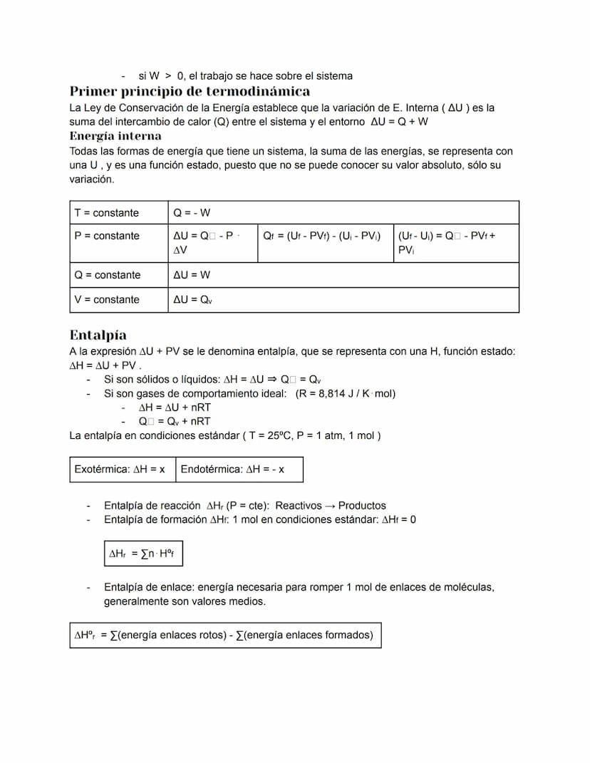 Termodinámica
Tipos de reacciones químicas
Exotérmicas: liberan energía en forma de calor
Endotérmicas: absorben energía en forma de calor
S