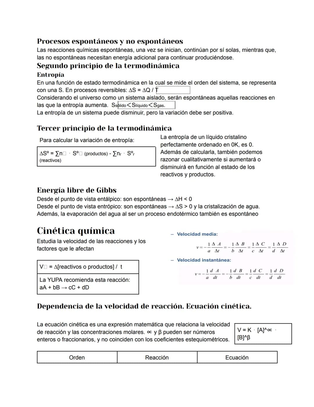 Termodinámica
Tipos de reacciones químicas
Exotérmicas: liberan energía en forma de calor
Endotérmicas: absorben energía en forma de calor
S