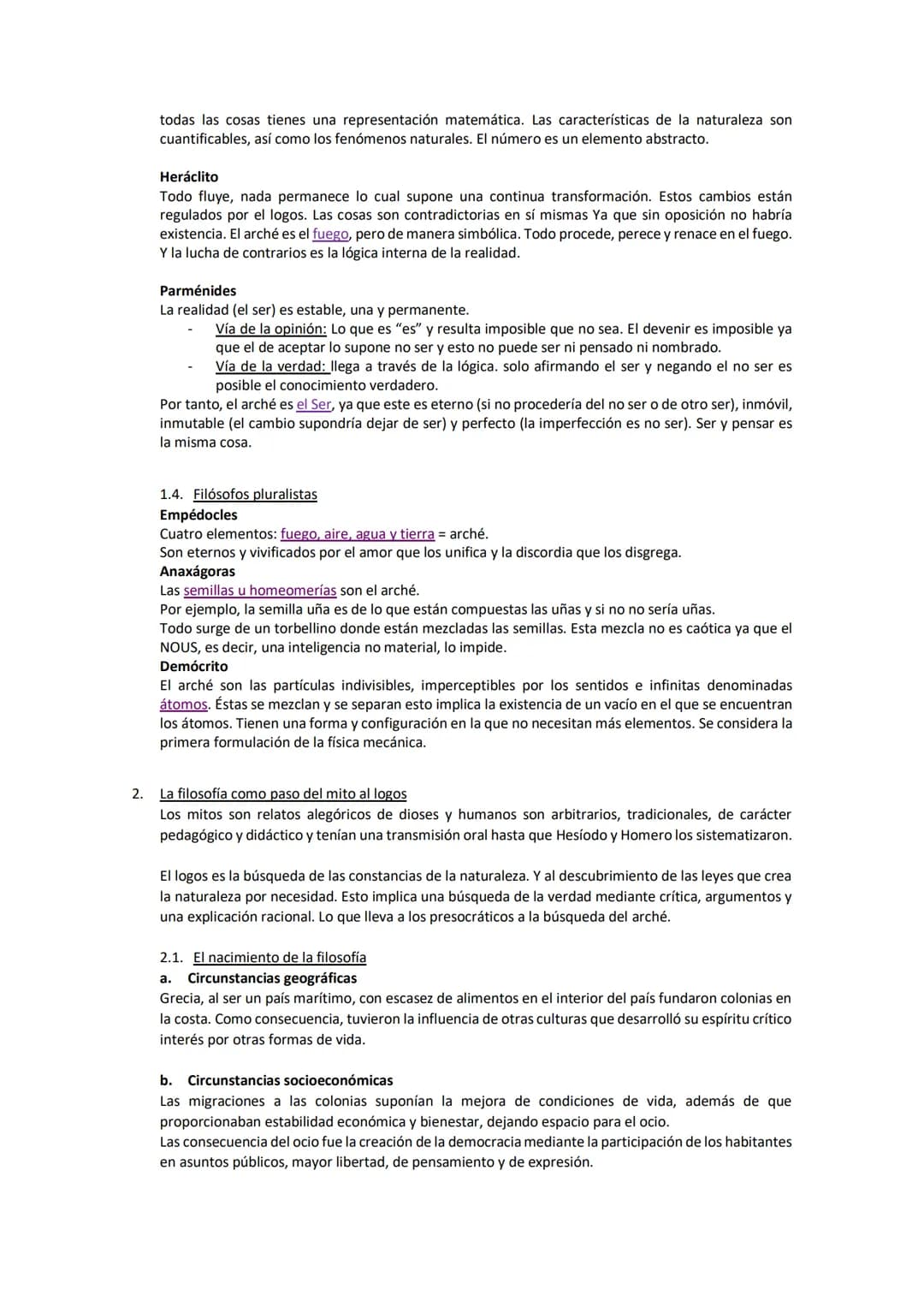 Tema 1. La reflexión filosófica en torno a la filosofía
1. Los primeros filósofos
En la Grecia prefilosófica obtenían respuestas a través de