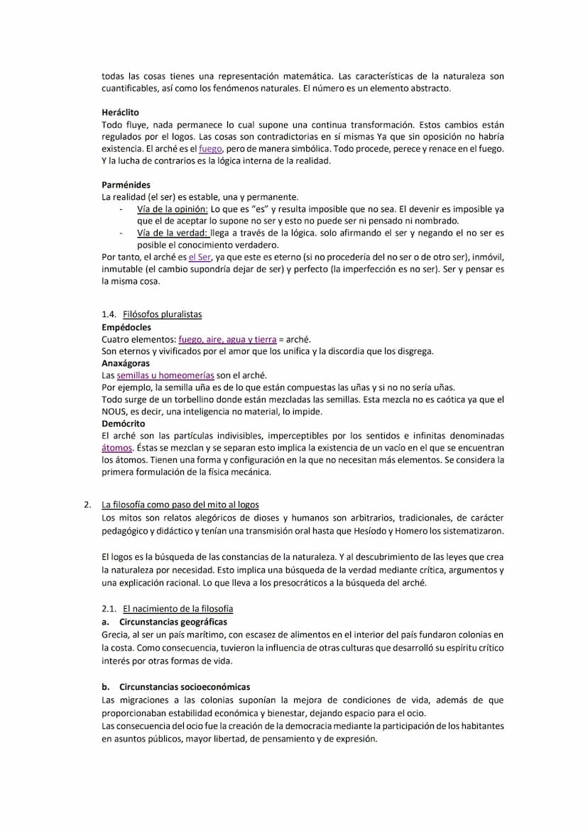 Tema 1. La reflexión filosófica en torno a la filosofía
1. Los primeros filósofos
En la Grecia prefilosófica obtenían respuestas a través de