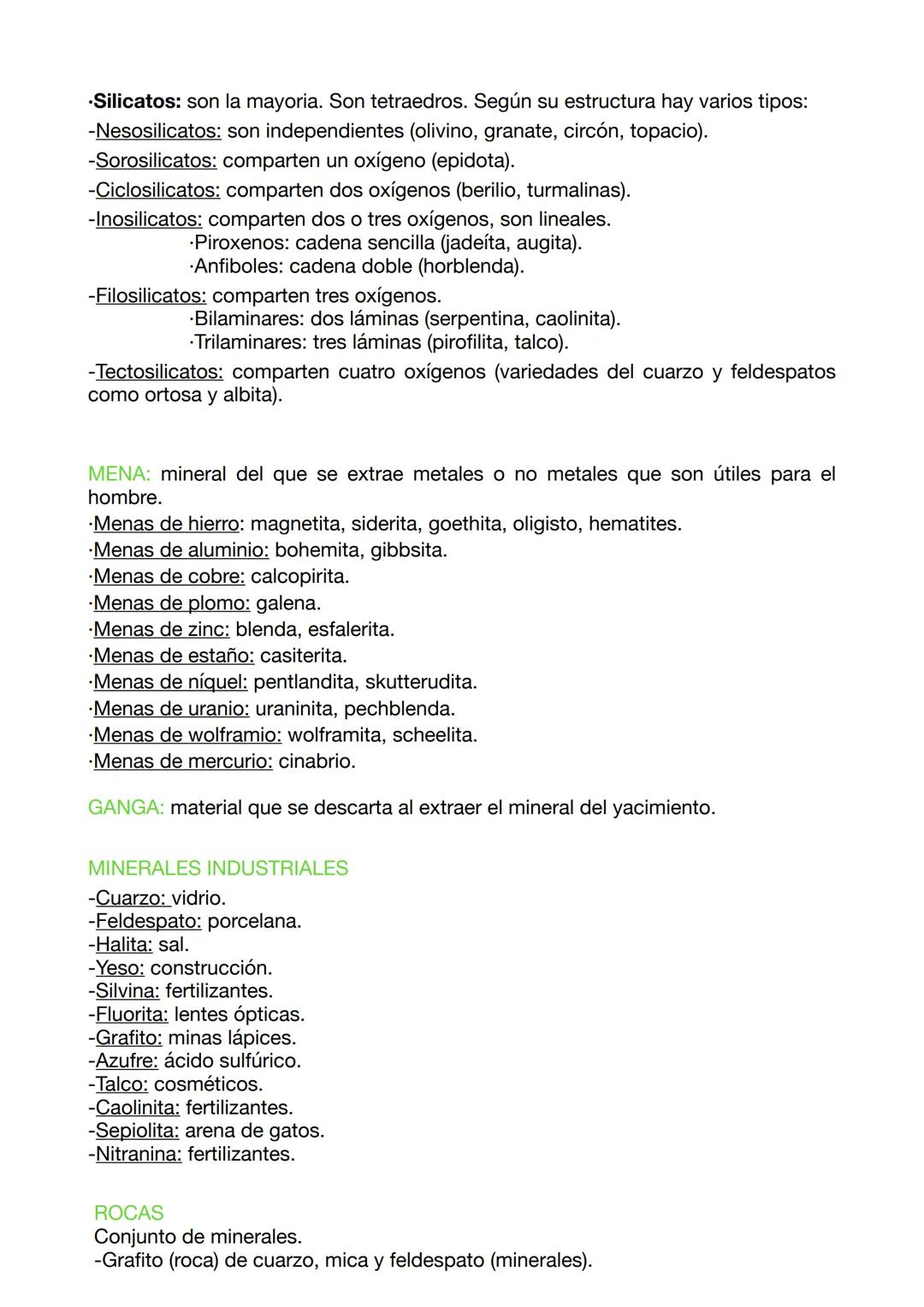 EXAMEN BIOLOGÍA TEMA 3
MINERALES
Tiene que cumplir estas características:
·Materia en estado sólido.
.Natural.
.Inorgánico.
•Homogéneo.
•Com