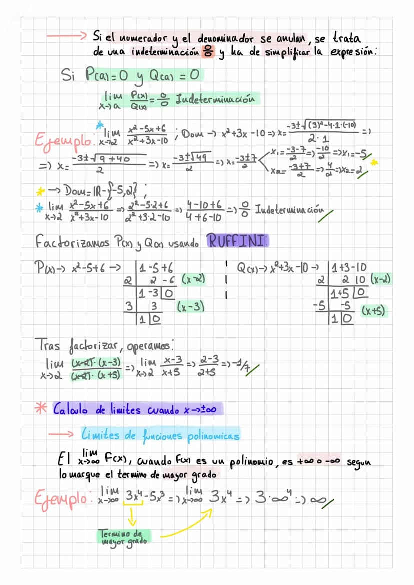 Ejemplo
-> Limites de funciones inversas a
polinomicas
lim
Si P(x) es una
función polinomica, entonces X-300 / Po₂ = 0,
al dividir o el coci