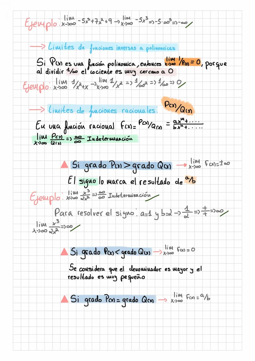 Ejemplo
-> Limites de funciones inversas a
polinomicas
lim
Si P(x) es una
función polinomica, entonces X-300 / Po₂ = 0,
al dividir o el coci