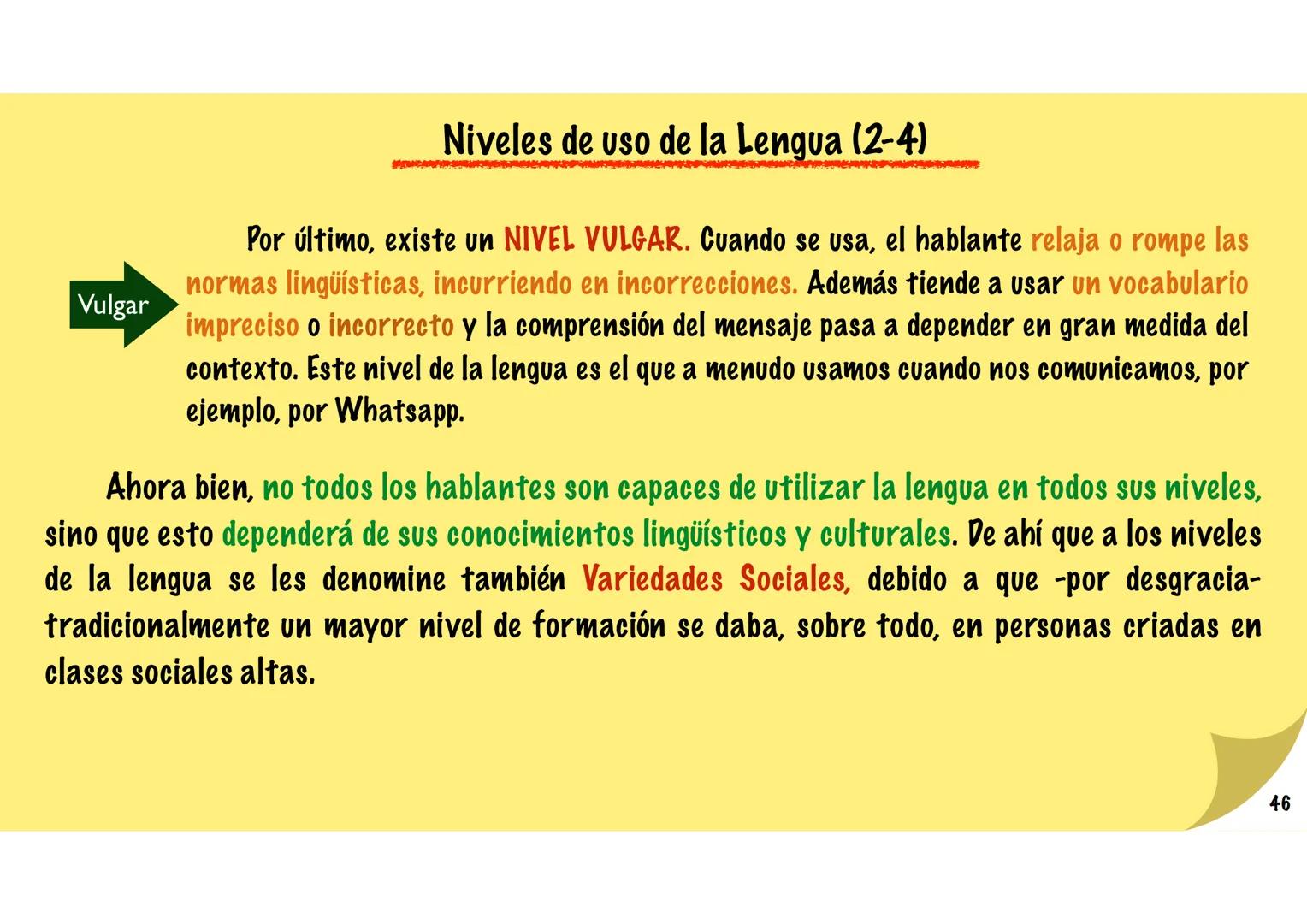 # Niveles de uso de la lengua
y registros lingüísticos. --- OCR Start ---
Niveles de uso de la Lengua (1-4)
Los hablantes con mejor formació