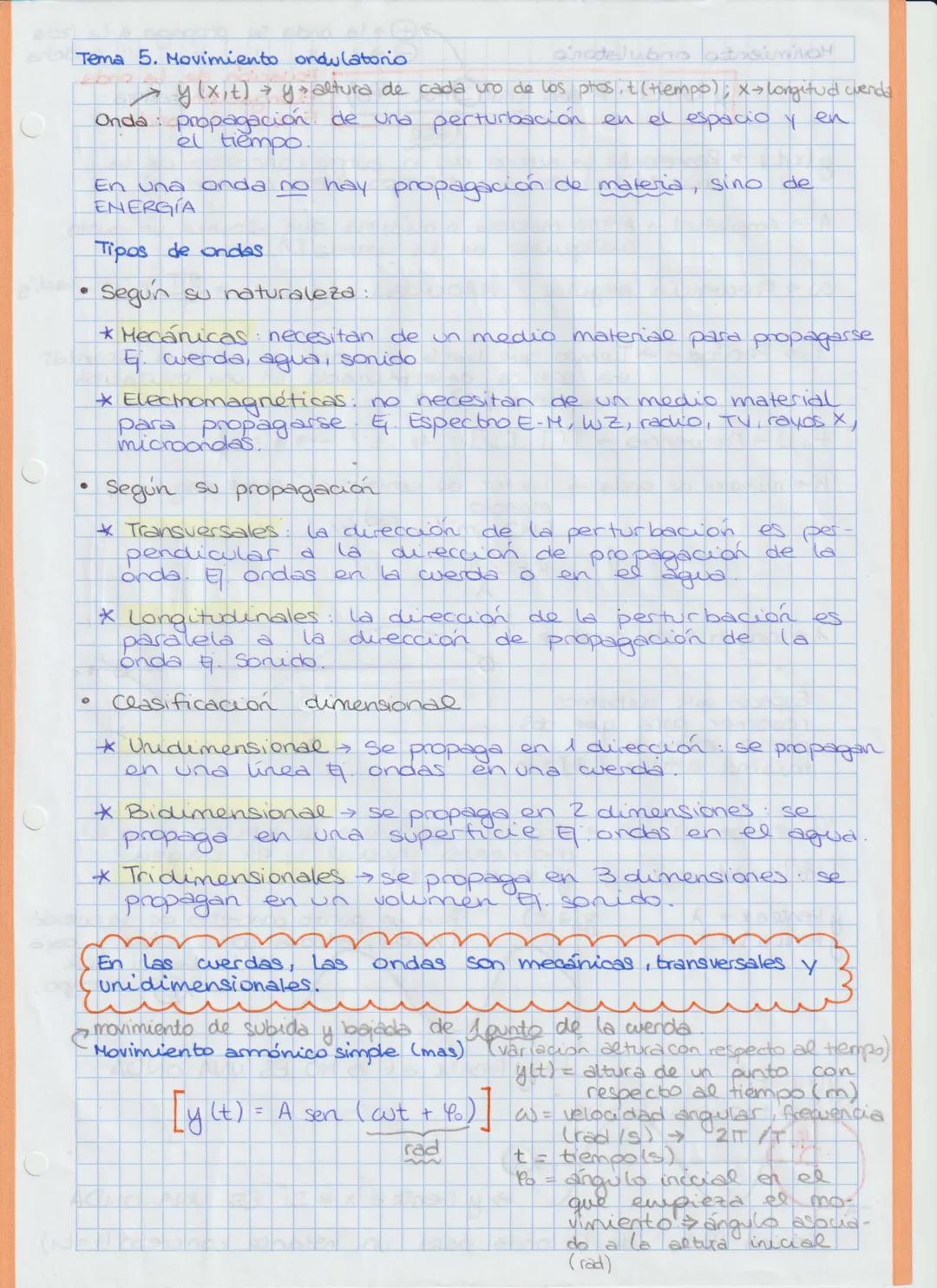 # TEMA 5. MOVIMIENTO ONDULATORIO

FORMULARIO

FÍSICA

2º BACHILLERATO

CALCULADORA EN RADIANES

*Perturbación que se propaga en el espacio y