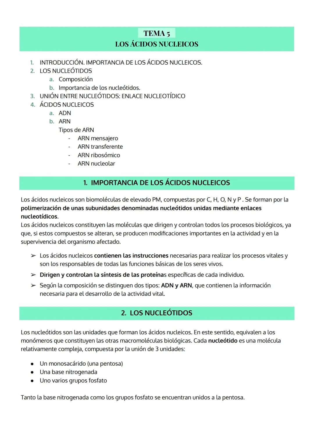 Los ácidos nucleicos