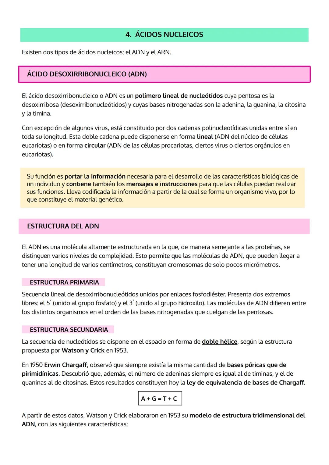 1. INTRODUCCIÓN. IMPORTANCIA DE LOS ÁCIDOS NUCLEICOS.
2. LOS NUCLEOTIDOS
TEMA 5
LOS ÁCIDOS NUCLEICOS
a. Composición
b. Importancia de los nu