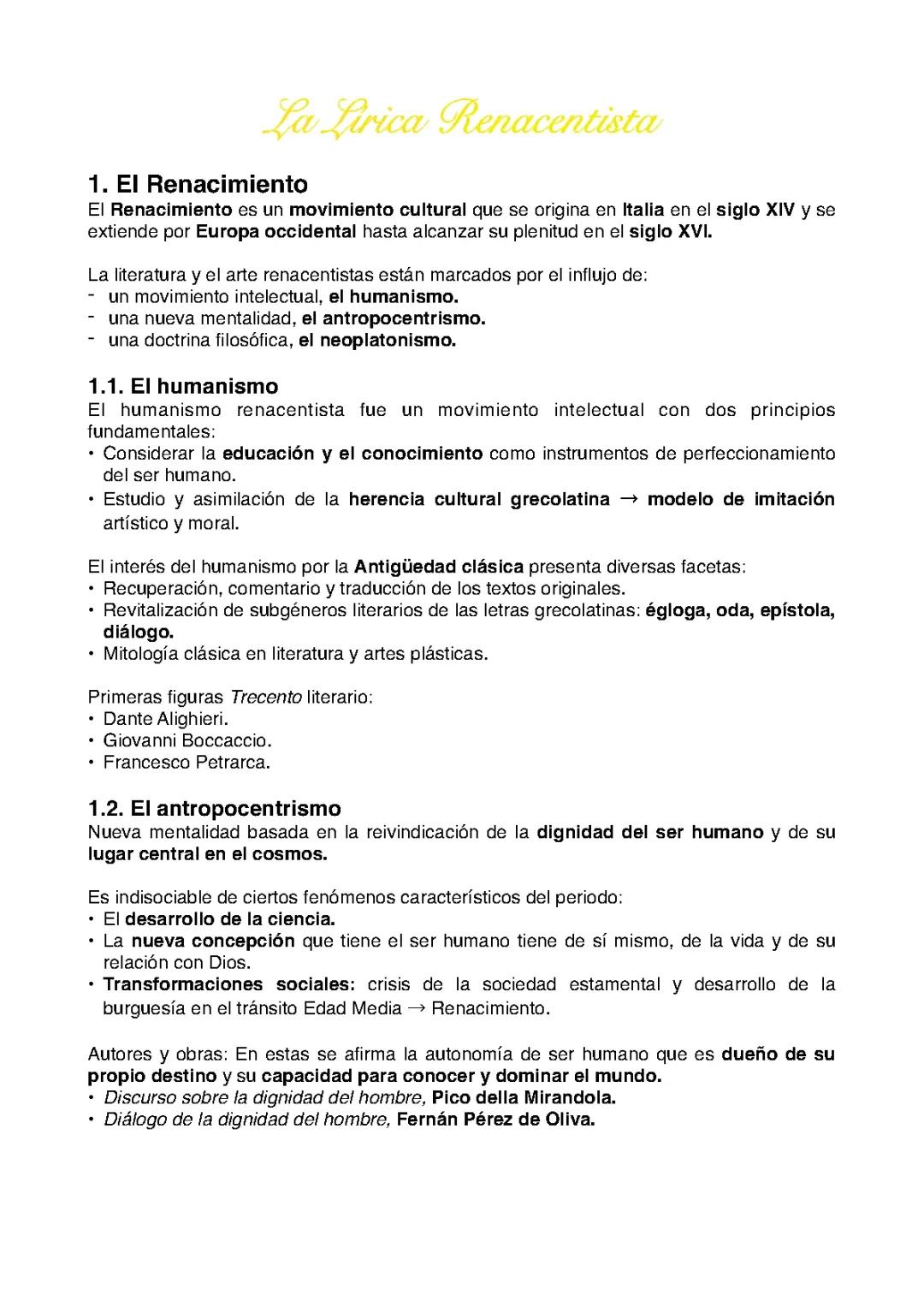 El Renacimiento: Resumen y Características de la Literatura Renacentista Española