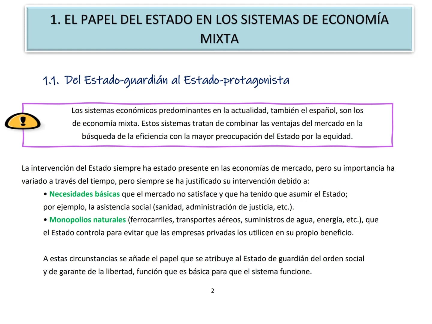 TEMA 9. LA INTERVENCIÓN DEL ESTADO EN LA
ECONOMÍA
1. El papel del estado en la economía
2. Los ciclos económicos
3. Las externalidades
4. Lo