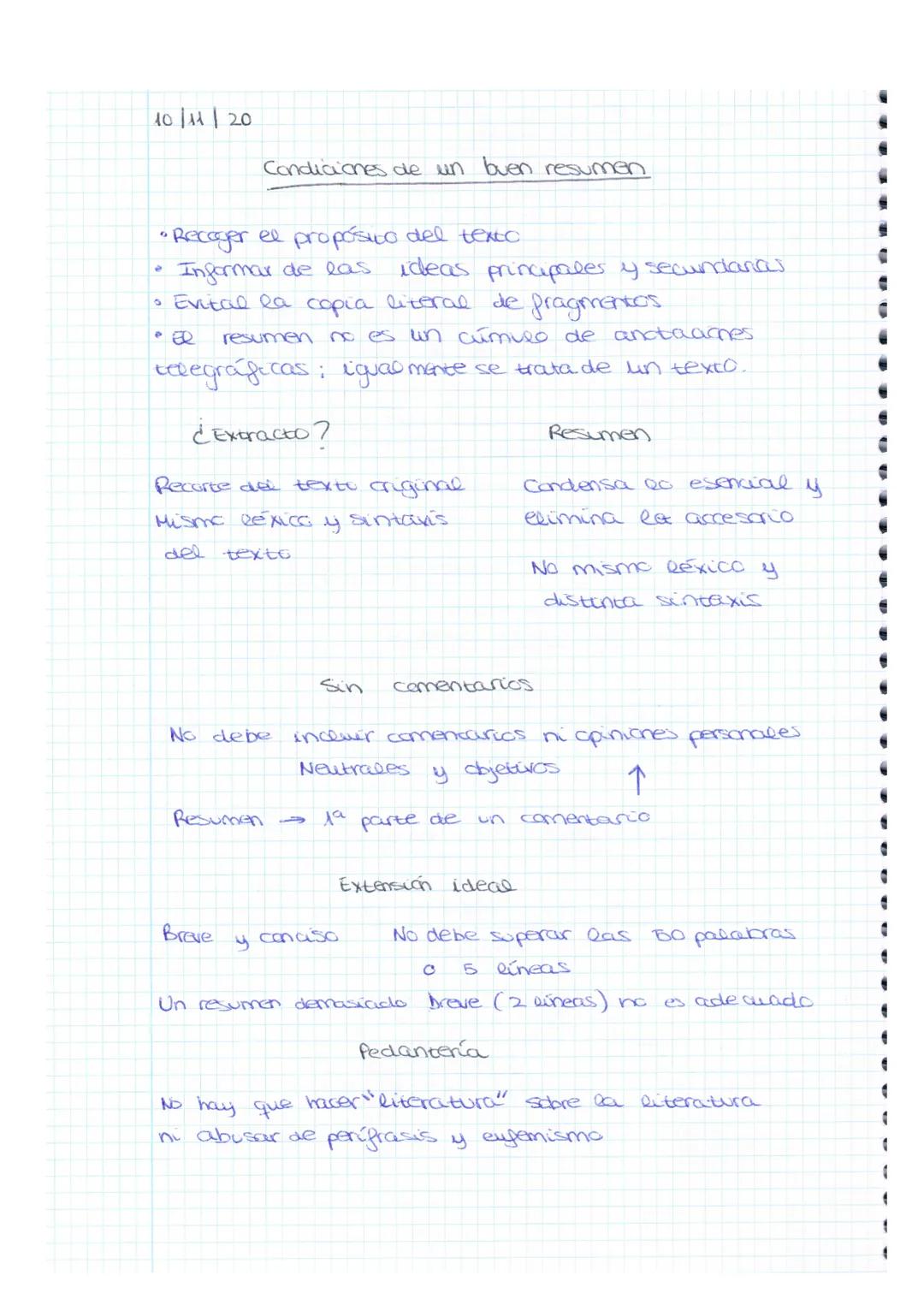 10/11/20
• Recoger el propósito del texto
Informar de las
• Evital la copia literal de fragmentos
Condiciones de un buen resumen
resumen no 