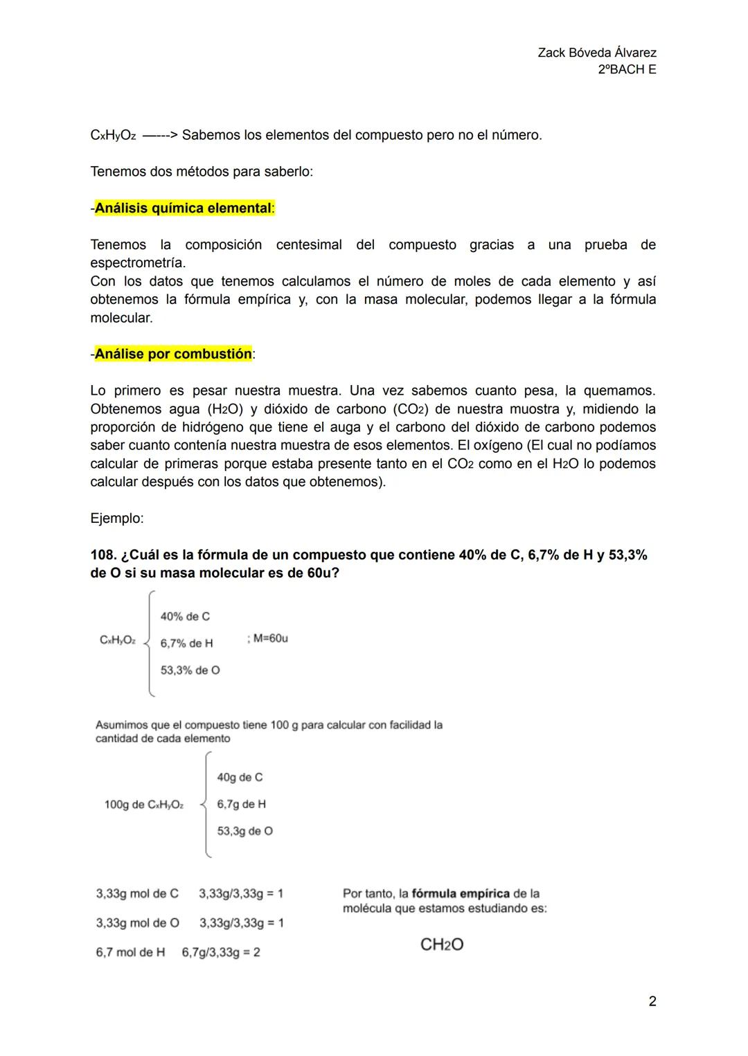 Química T1
Cálculos químicos
Zack Bóveda Álvarez
2°BACH E
Masa atómica de un elemento: Masa media ponderal de sus
isótopos, o, teniendo en c