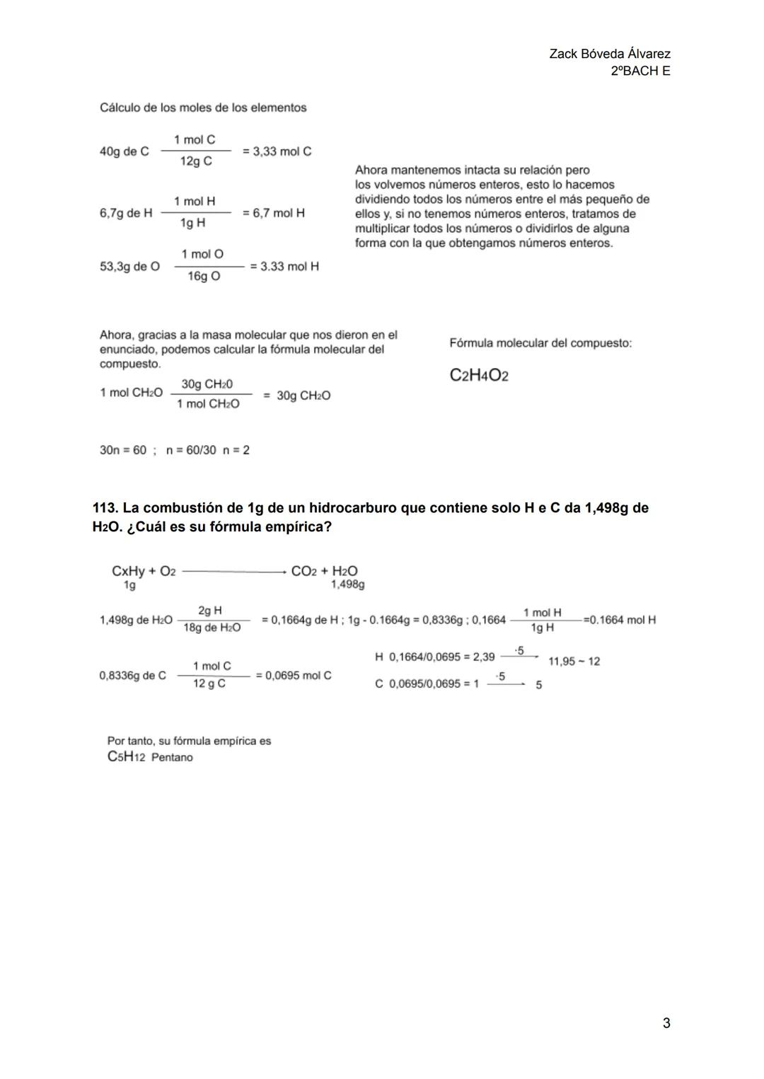 Química T1
Cálculos químicos
Zack Bóveda Álvarez
2°BACH E
Masa atómica de un elemento: Masa media ponderal de sus
isótopos, o, teniendo en c