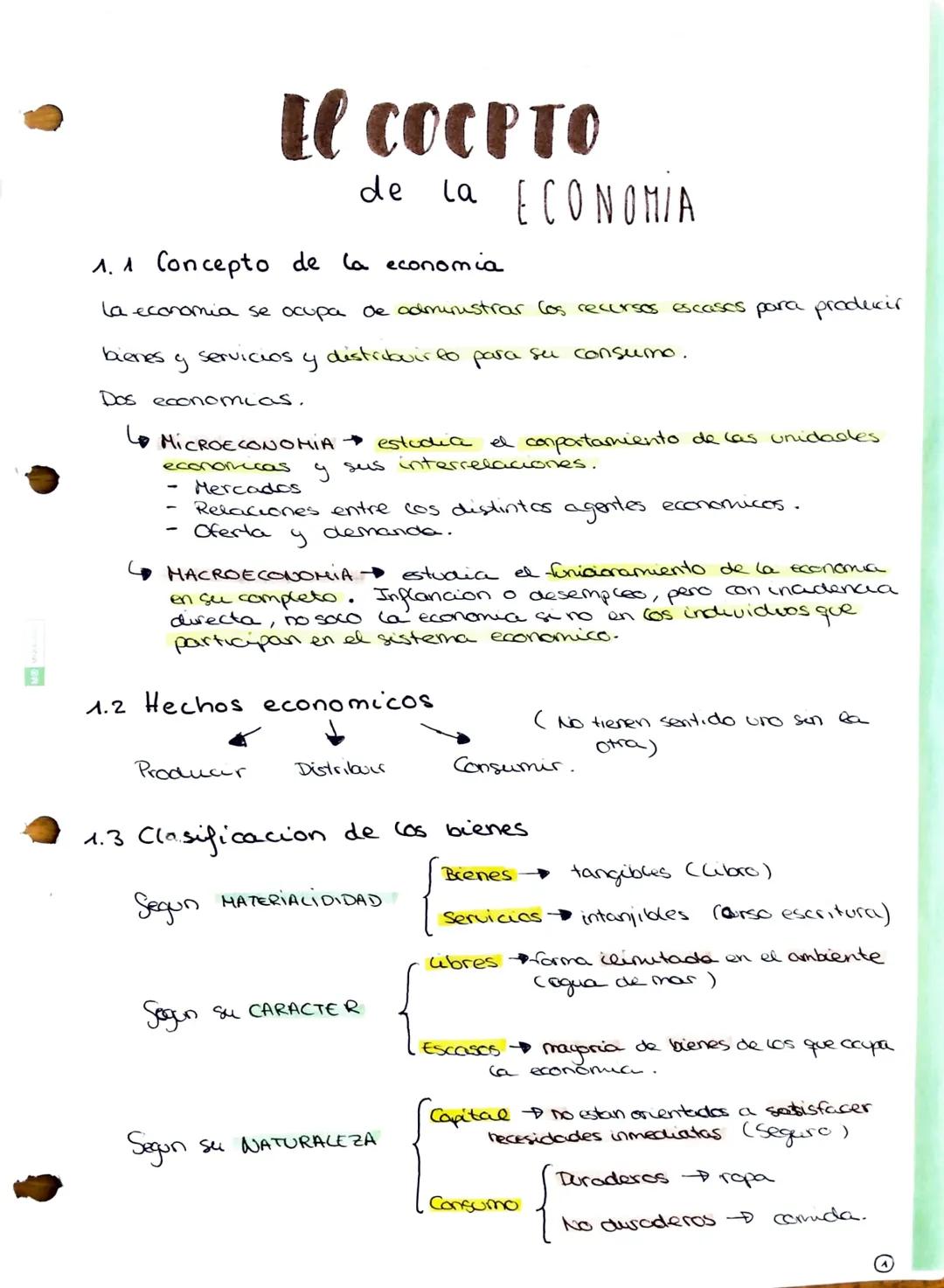 1.1 Concepto de la economia
la economia se ocupa de administrar los recursos escasos para producir
servicios y
distribuir to para su consumo