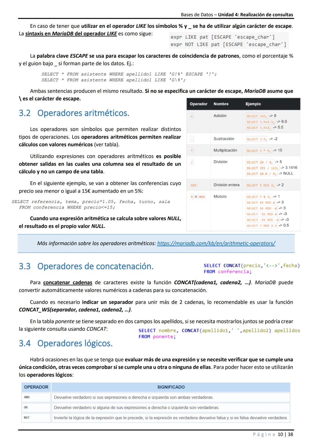 Bases de Datos - Unidad 4: Realización de consultas

# 1 Introducción.

En unidades anteriores se ha visto que SQL es un conjunto de sentenc