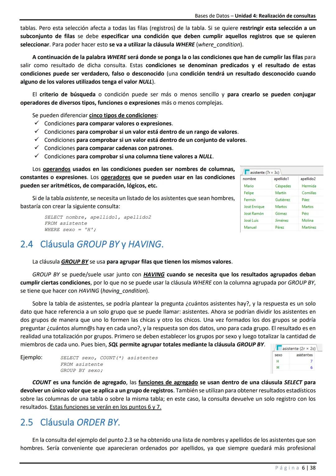 Bases de Datos - Unidad 4: Realización de consultas

# 1 Introducción.

En unidades anteriores se ha visto que SQL es un conjunto de sentenc