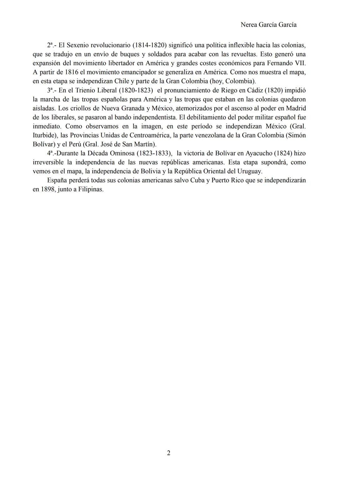 Nerea García García
B5: PRÁCTICA: CAUSAS DE LA INDEPENDENCIA DE LAS COLONIAS
ESPAÑOLAS DE AMÉRICA
Nos encontramos ante un mapa histórico en 