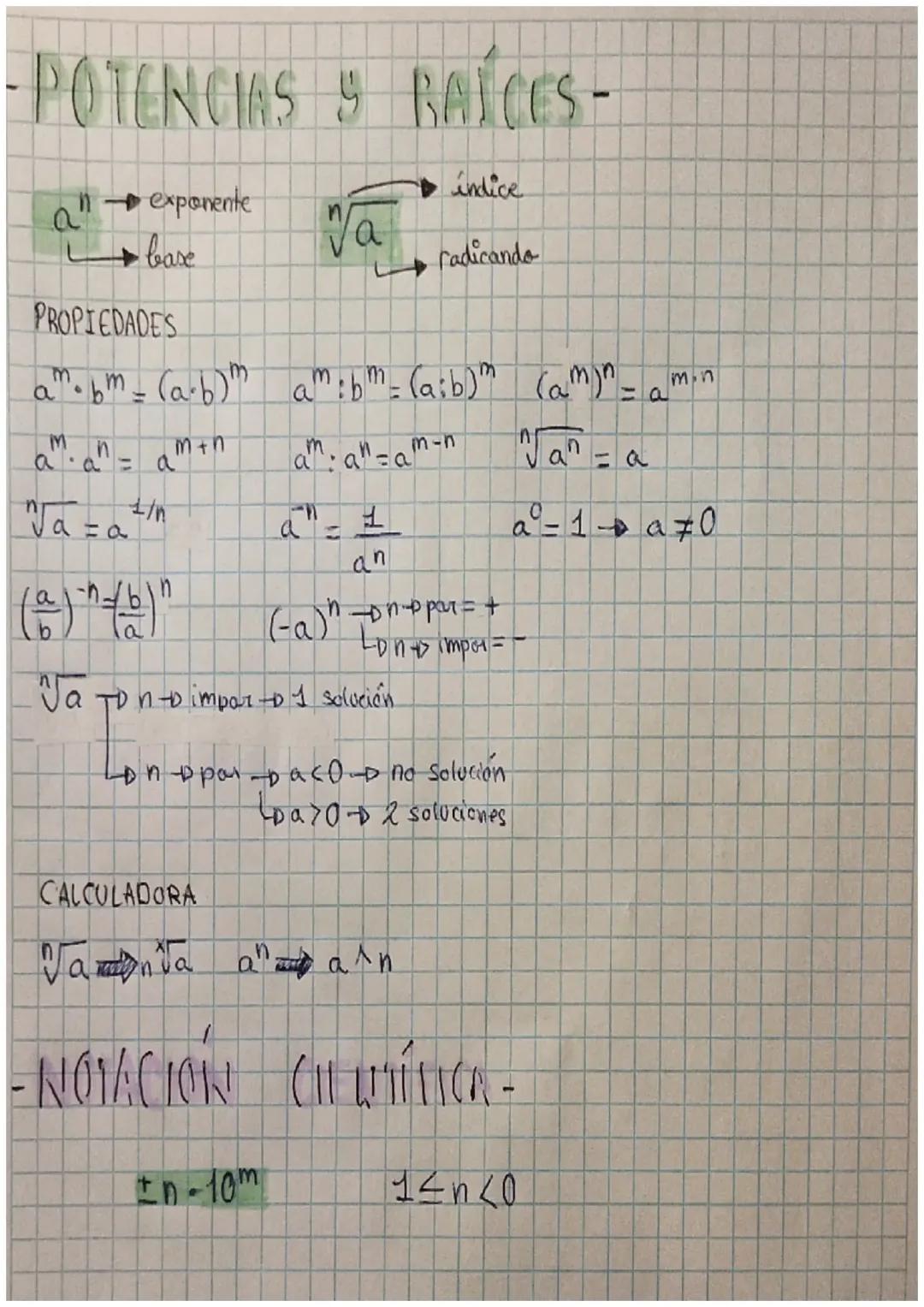 Potencias, raíces y notación científica 