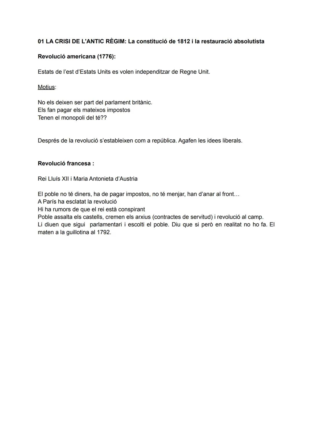 Historia resumida para selectividad