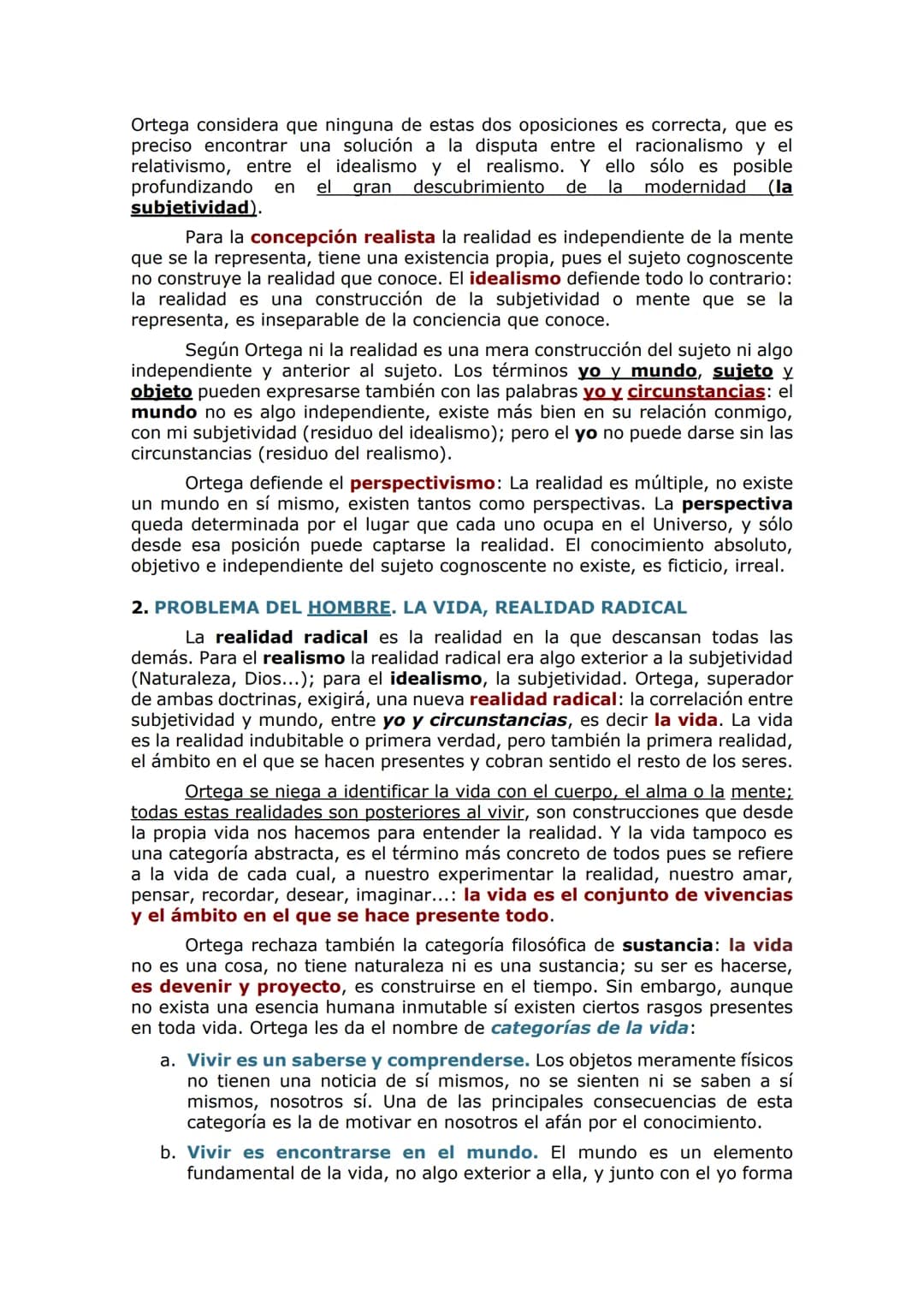 ORTEGA Y GASSET (1883-1955)
1. PROBLEMA DEL CONOCIMIENTO. PROBLEMA DE LA REALIDAD 1.
1. Rasgos de la filosofía
En su obra ¿Qué es filosofía?