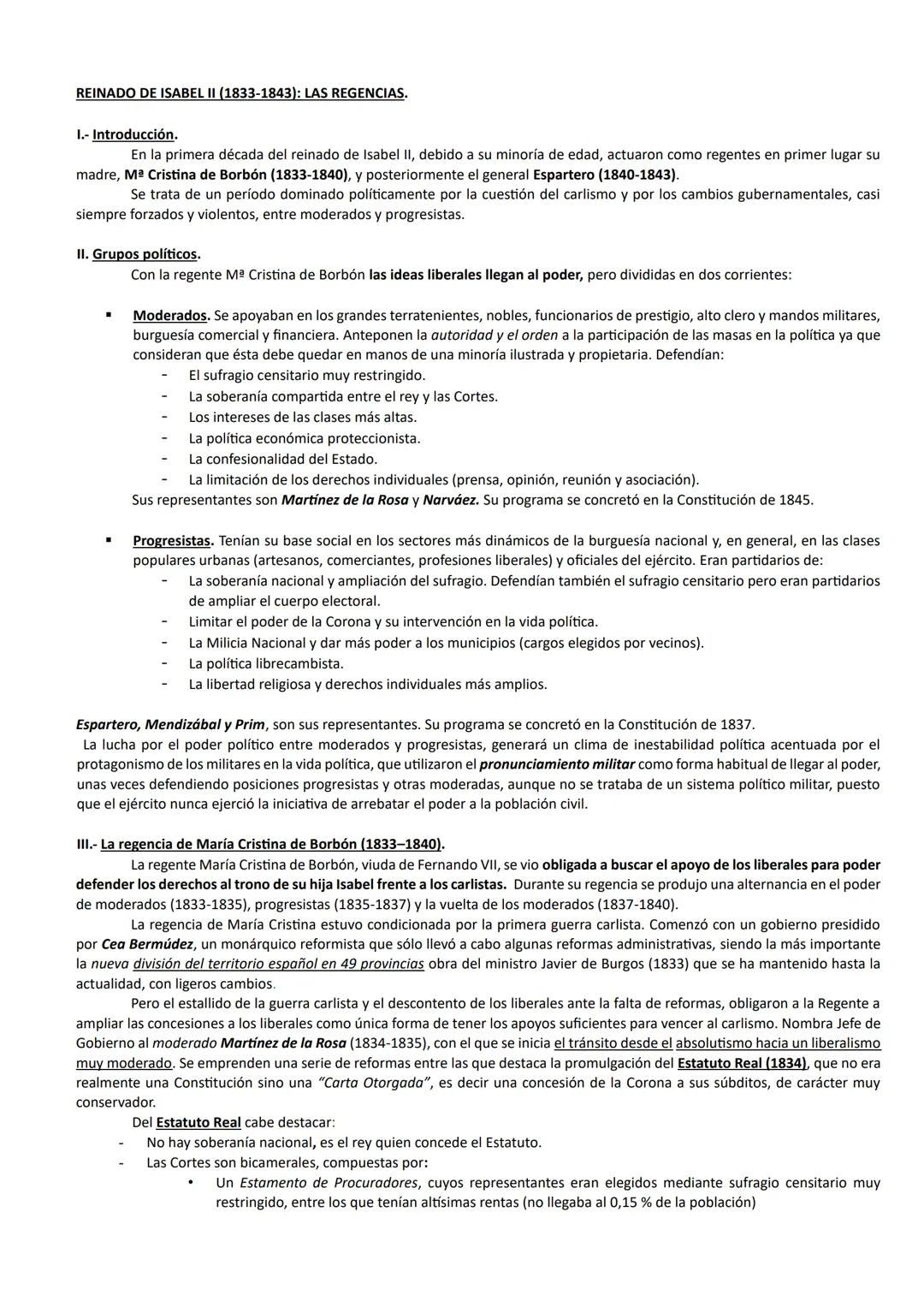 5.1. ISABEL II: LAS REGENCIAS. LAS GUERRAS CARLISTAS. LOS GRUPOS POLÍTICOS, EL ESTATUTO REAL DE 1834 Y LA CONSTITUCIÓN
DE 1837.

1.- INTRODU
