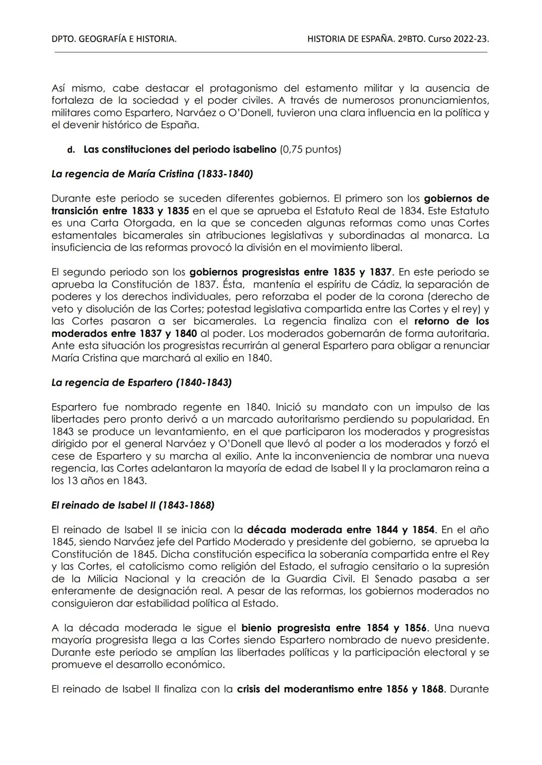 DPTO. GEOGRAFÍA E HISTORIA.
HISTORIA DE ESPAÑA. 2ºBTO. Curso 2022-23.
TEMA 2
LA CONFLICTIVA CONSTRUCCIÓN DEL ESTADO LIBERAL ENTRE 1833 Y 186