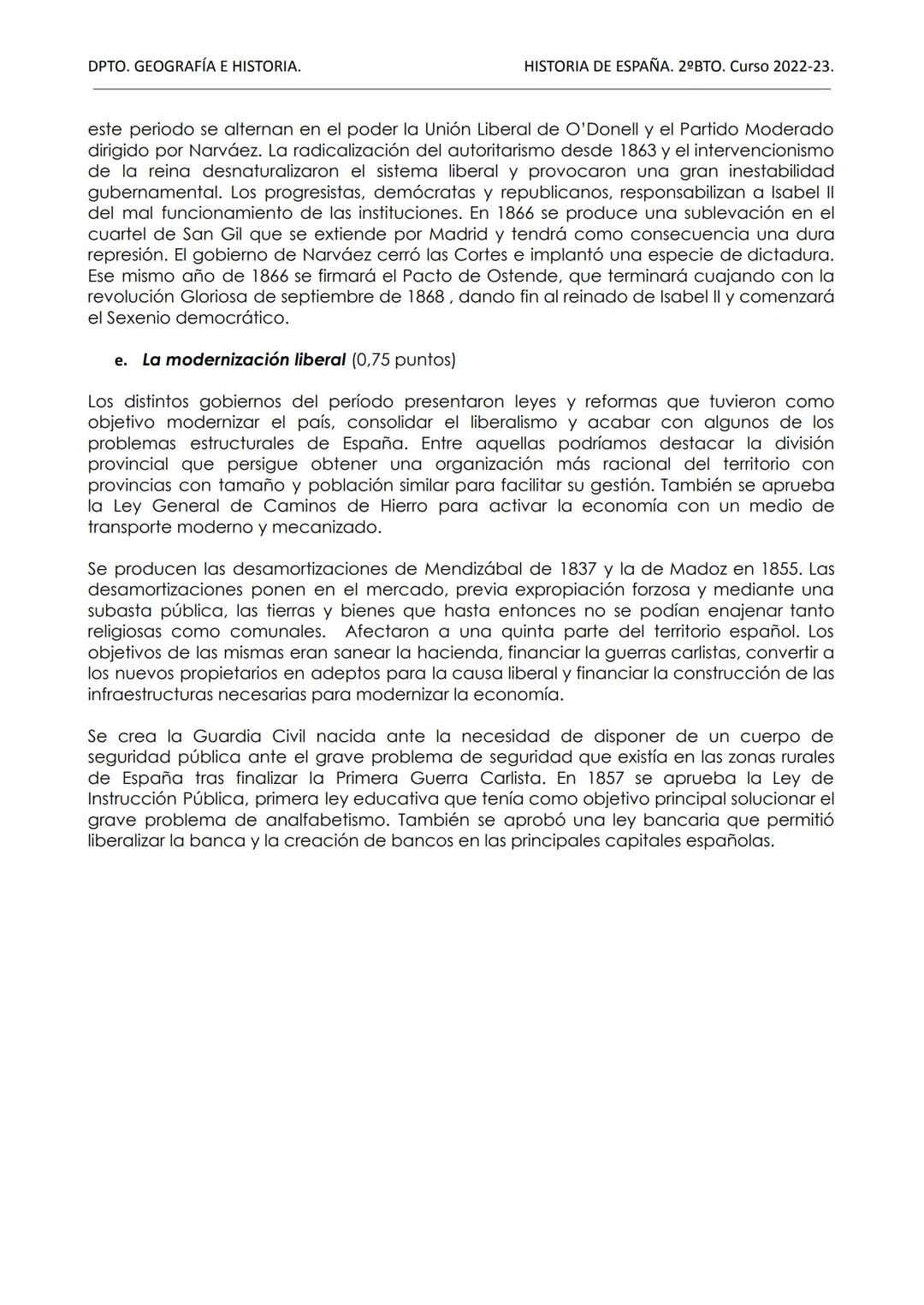 DPTO. GEOGRAFÍA E HISTORIA.
HISTORIA DE ESPAÑA. 2ºBTO. Curso 2022-23.
TEMA 2
LA CONFLICTIVA CONSTRUCCIÓN DEL ESTADO LIBERAL ENTRE 1833 Y 186