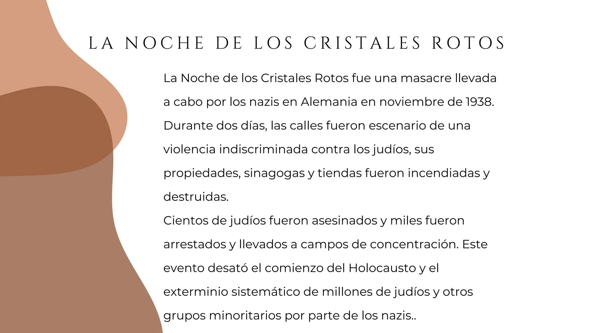 EL HOLOCAUSTO Leyes de Núremberg
Arianización
Noche de los cristales rotos
Reclusión en guetos
Conferencia de Wannsee
Solución final
Campo d