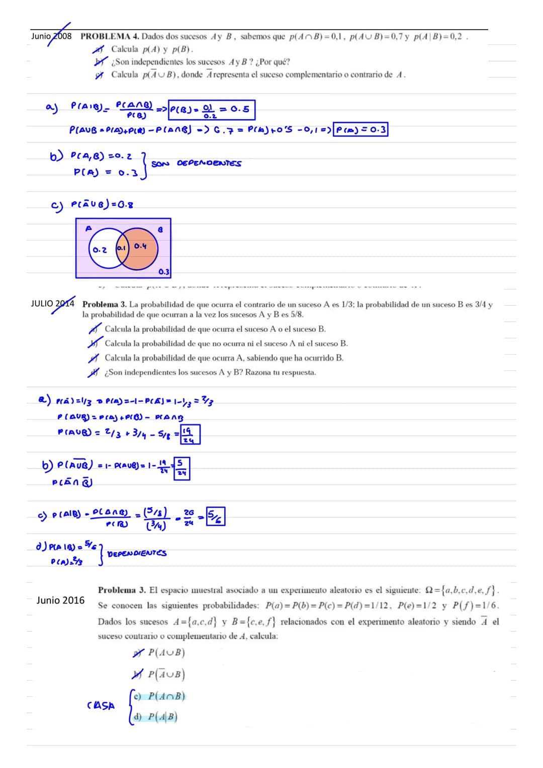 
<h2 id="sucesosaleatorios">Sucesos aleatorios</h2>
<h3 id="definiciones">Definiciones</h3>
<p>Un experimento aleatorio es aquel cuyo result