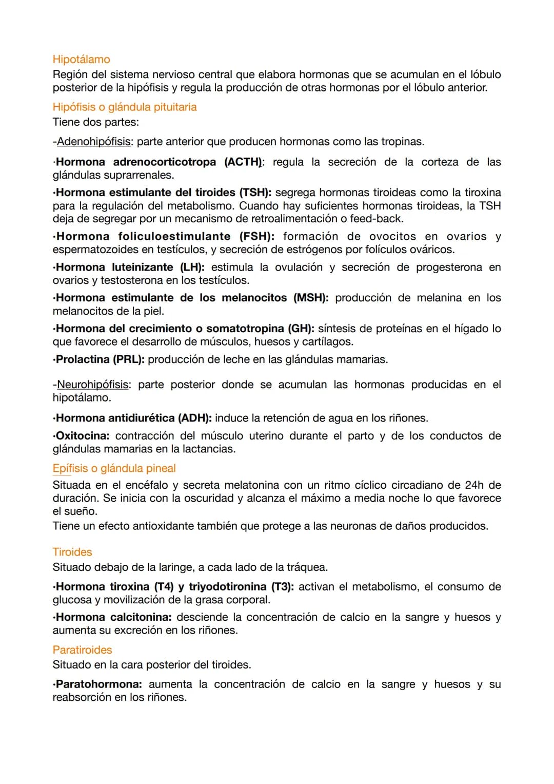 EXAMEN ANATOMÍA 5
Las hormonas son elaboradas por glándulas endocrinas y actúan en cantidades
pequeñas sobre varios órganos que generan efec