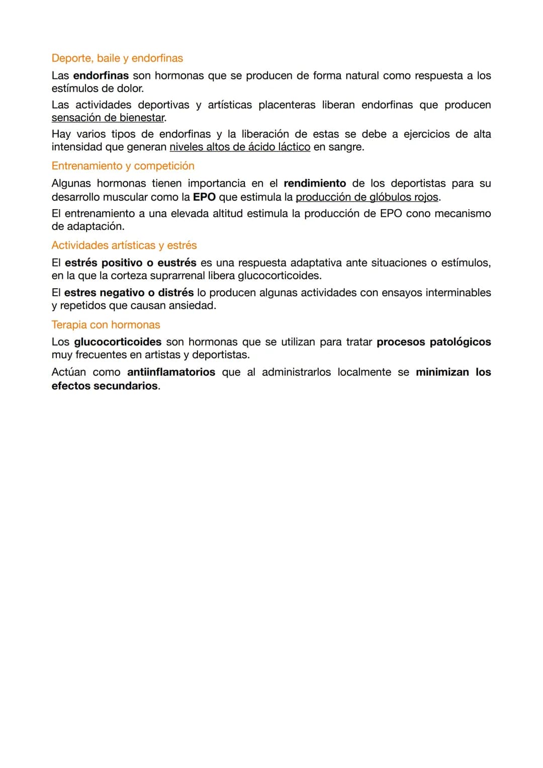 EXAMEN ANATOMÍA 5
Las hormonas son elaboradas por glándulas endocrinas y actúan en cantidades
pequeñas sobre varios órganos que generan efec