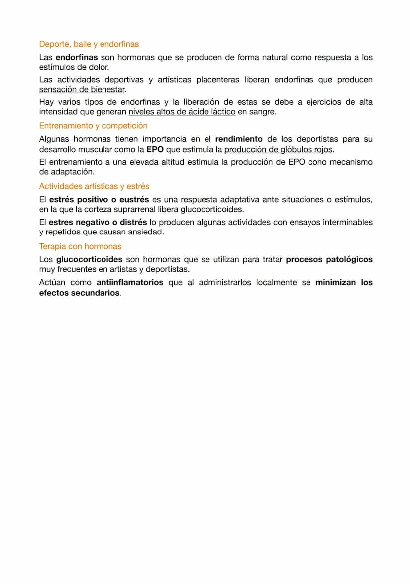 EXAMEN ANATOMÍA 5
Las hormonas son elaboradas por glándulas endocrinas y actúan en cantidades
pequeñas sobre varios órganos que generan efec