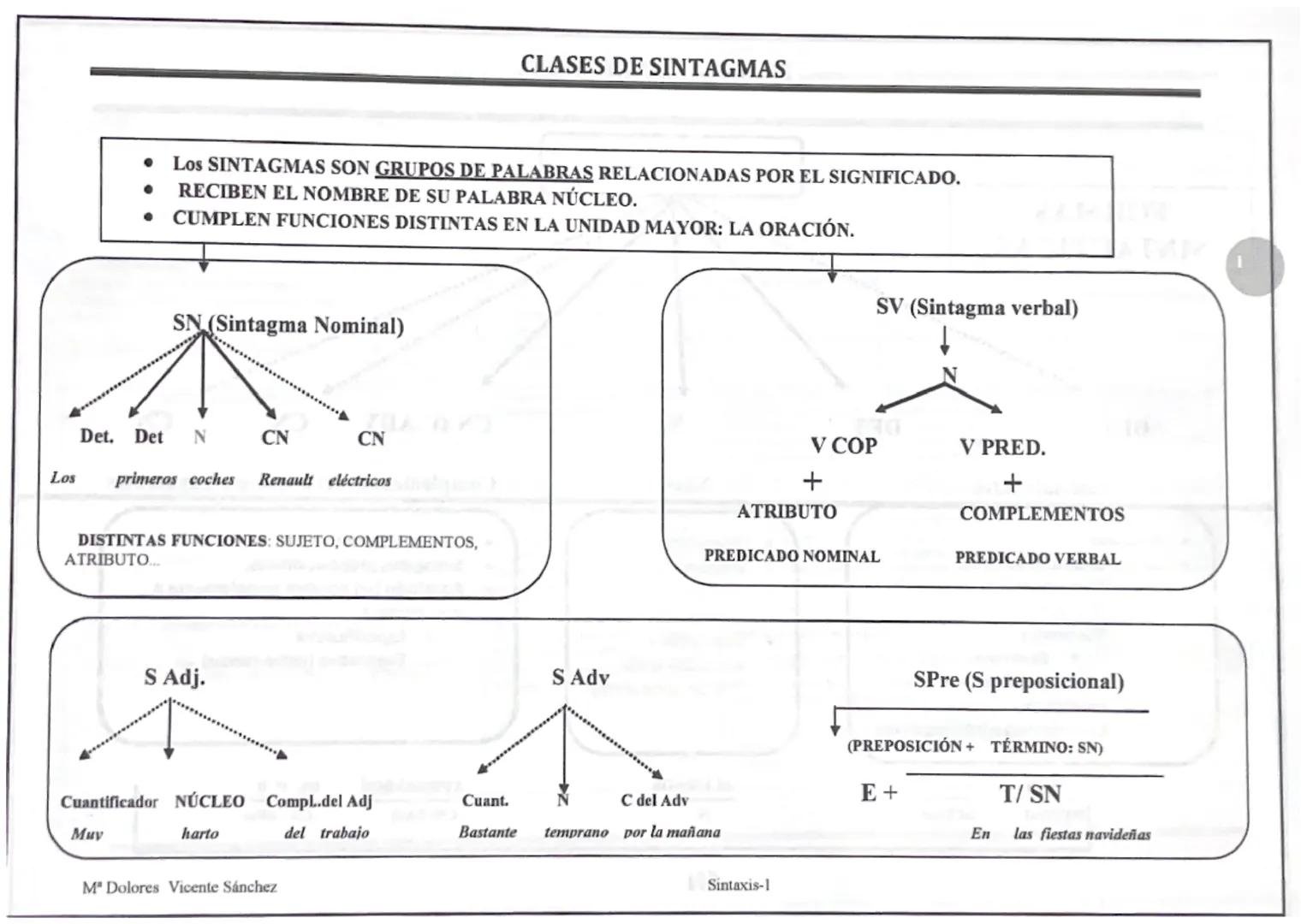 ● Los SINTAGMAS SON GRUPOS DE PALABRAS RELACIONADAS POR EL SIGNIFICADO.
● RECIBEN EL NOMBRE DE SU PALABRA NÚCLEO.
• CUMPLEN FUNCIONES DISTIN