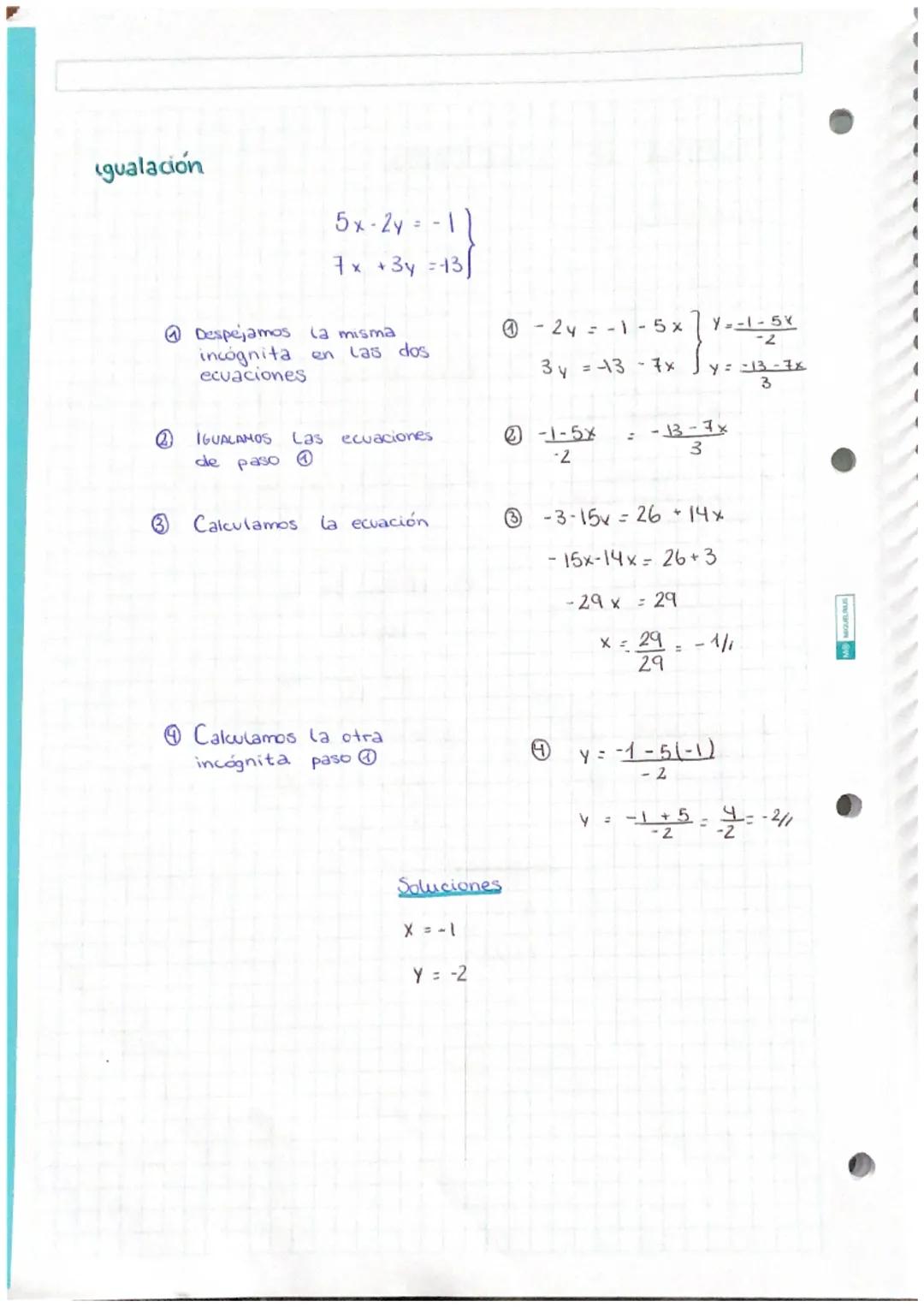 # Sistema de ecuaciones

Sustitución

$2x-34=12$

$X+54=-7$

@ Despejamos una
incógnita en
una ecuacion

@ x=-7-54

@ SUSTITUIMOS esa
incogn