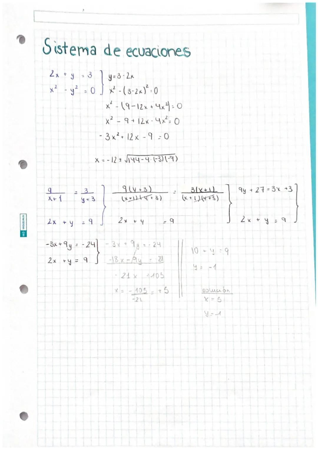 # Sistema de ecuaciones

Sustitución

$2x-34=12$

$X+54=-7$

@ Despejamos una
incógnita en
una ecuacion

@ x=-7-54

@ SUSTITUIMOS esa
incogn