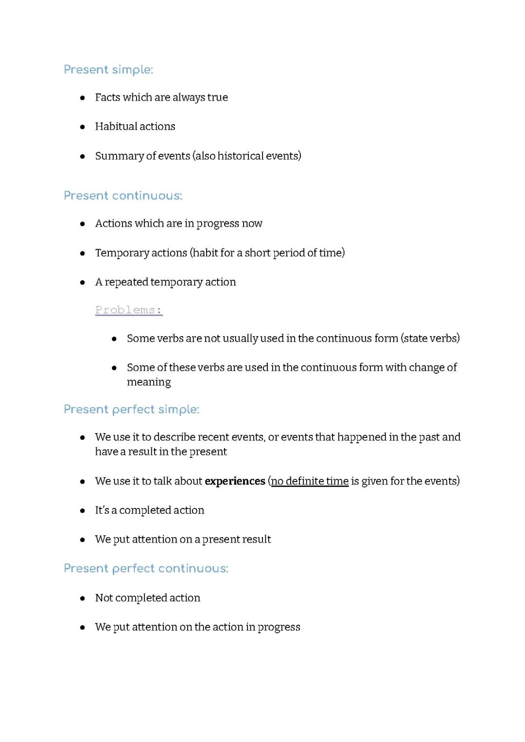 Tiempos Verbales en Presente en Inglés