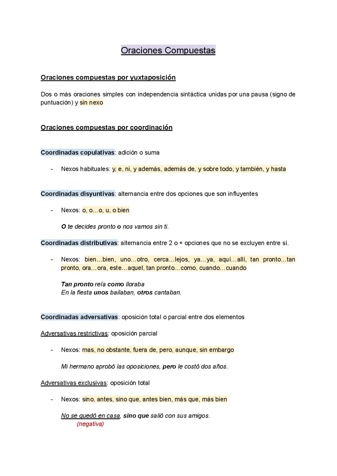 Oraciones Compuestas, Funciones sintácticas, Verbos intransitivos, Anáforas y catáforas