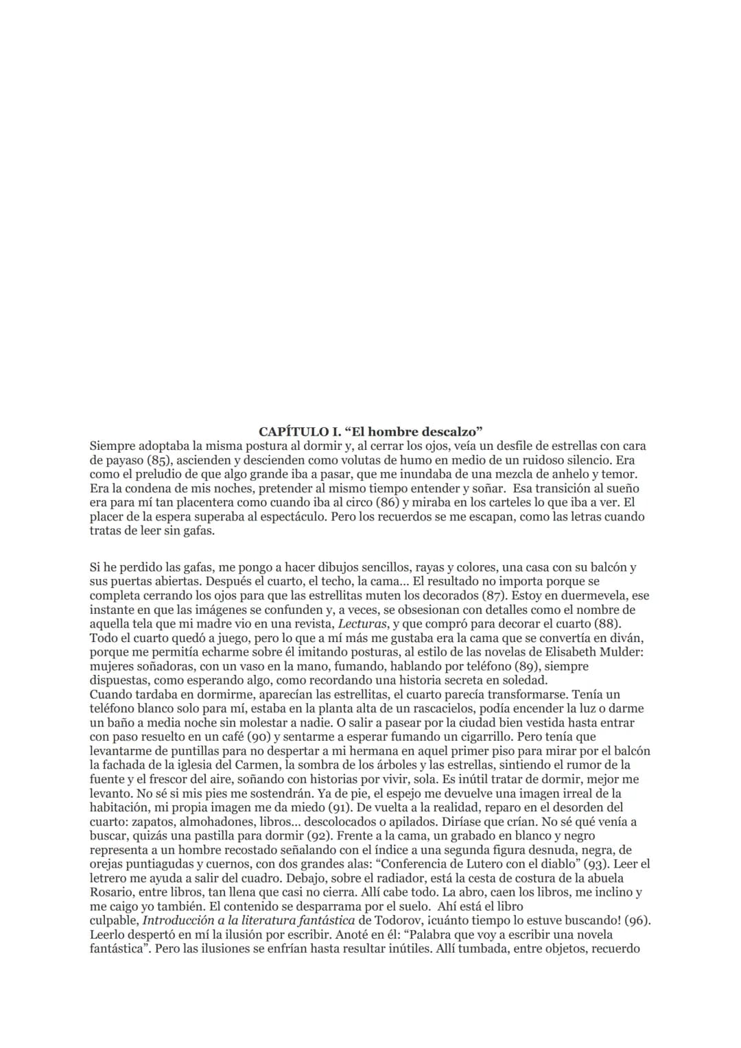 EL CUARTO DE ATRÁS
CARMEN MARTÍN GAITE
CAPITULO 1
En el primer capítulo del libro, la protagonista, Carmen, esta tratando de conciliar el su