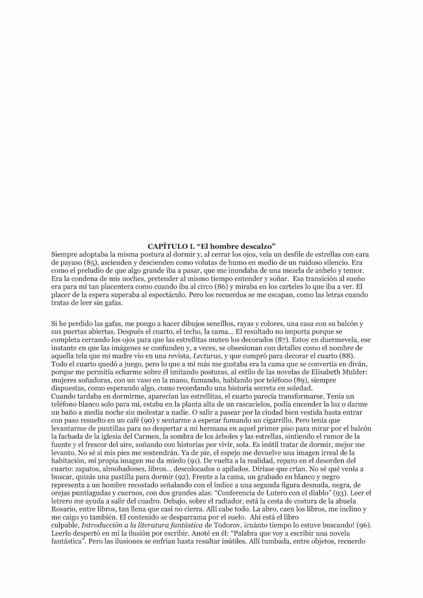 EL CUARTO DE ATRÁS
CARMEN MARTÍN GAITE
CAPITULO 1
En el primer capítulo del libro, la protagonista, Carmen, esta tratando de conciliar el su
