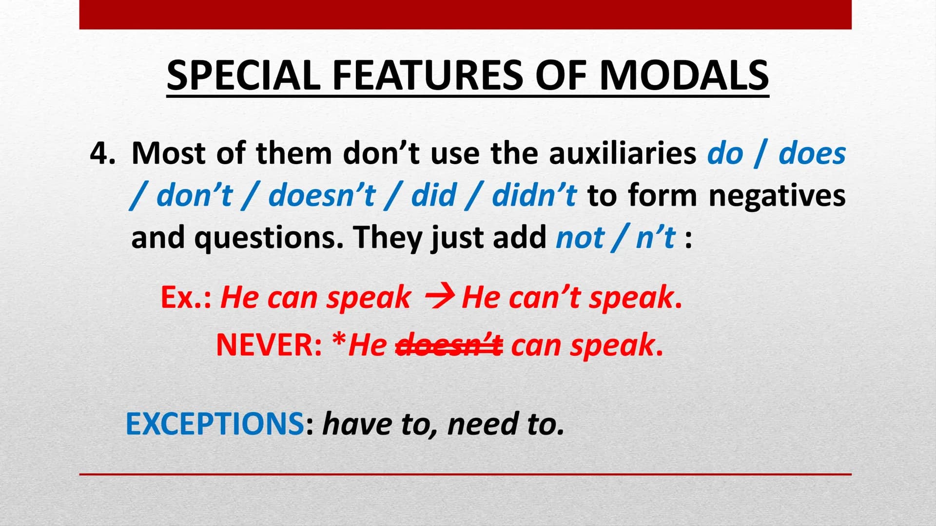 
<p>MODAL VERBS IN ENGLISH</p>
<p>MODAL VERBS LIST</p>
<p>MODAL VERBS in English are, together with the Phrasal verbs, the most difficult ve