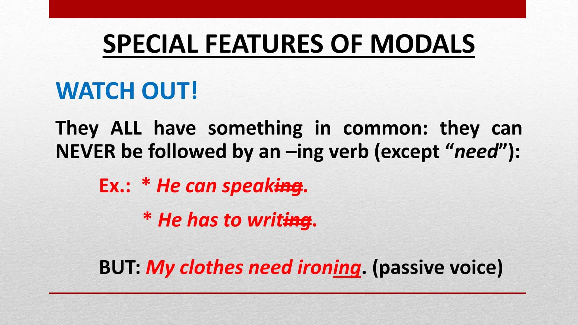 
<p>MODAL VERBS IN ENGLISH</p>
<p>MODAL VERBS LIST</p>
<p>MODAL VERBS in English are, together with the Phrasal verbs, the most difficult ve