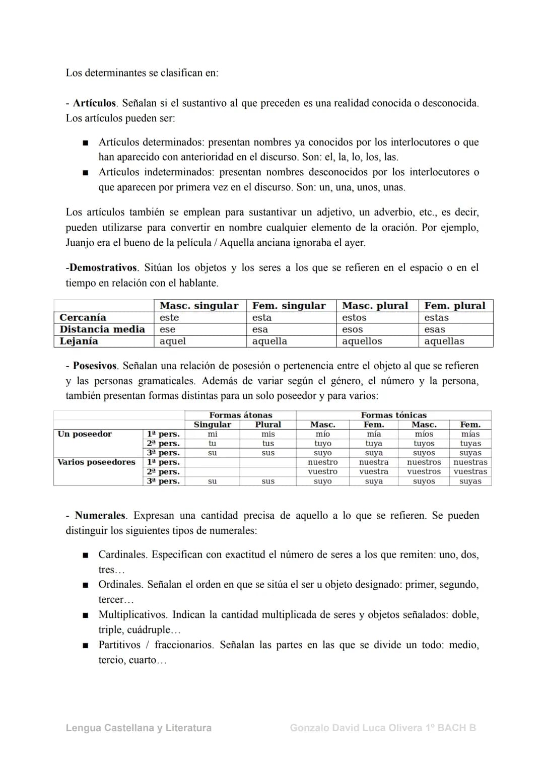 Las categorías gramaticales
1. El Sustantivo
Los sustantivos (también llamados nombres) son palabras con las que designamos y
clasificamos l