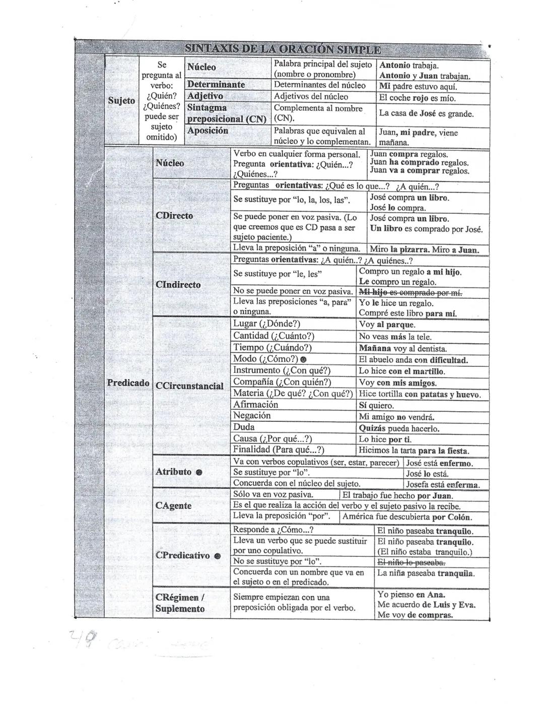 Sujeto
you cou
SINTAXIS DE LA ORACIÓN SIMPLE
Núcleo
Palabra principal del sujeto
(nombre o pronombre)
Determinantes del núcleo
Adjetivos del