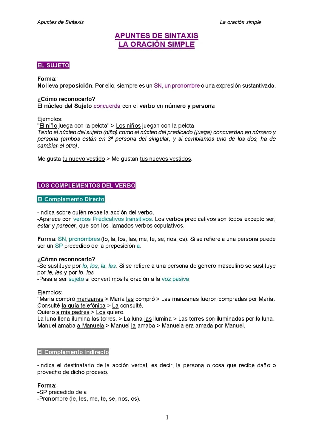 oraciones de sintaxises