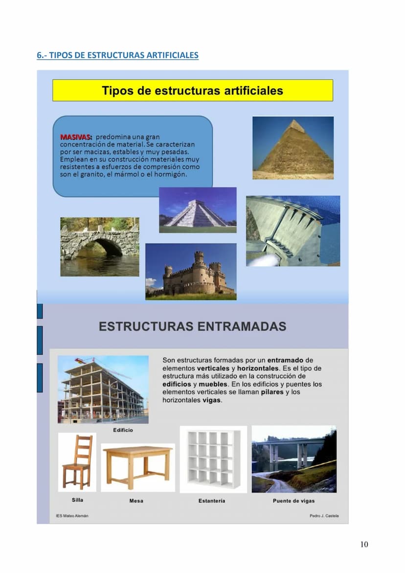 LAS ESTRUCTURAS
Una ESTRUCTURA es el conjunto de elementos de un cuerpo, unidos entre sí,
encargados de soportar las fuerzas que actúan sobr