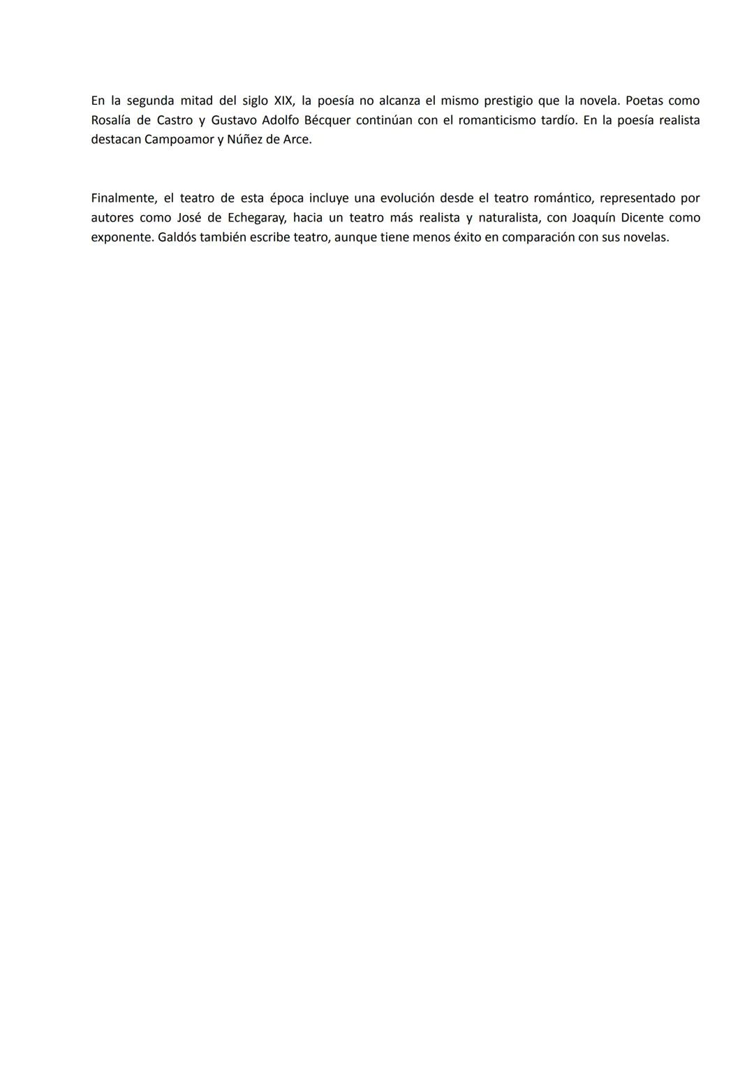 # REALISMO Y NATURALISMO. LA NOVELA, LA POESÍA Y EL TEATRO EN LA
## SEGUNDA MITAD DEL SIGLO XIX.

Durante la segunda mitad del siglo XIX, la