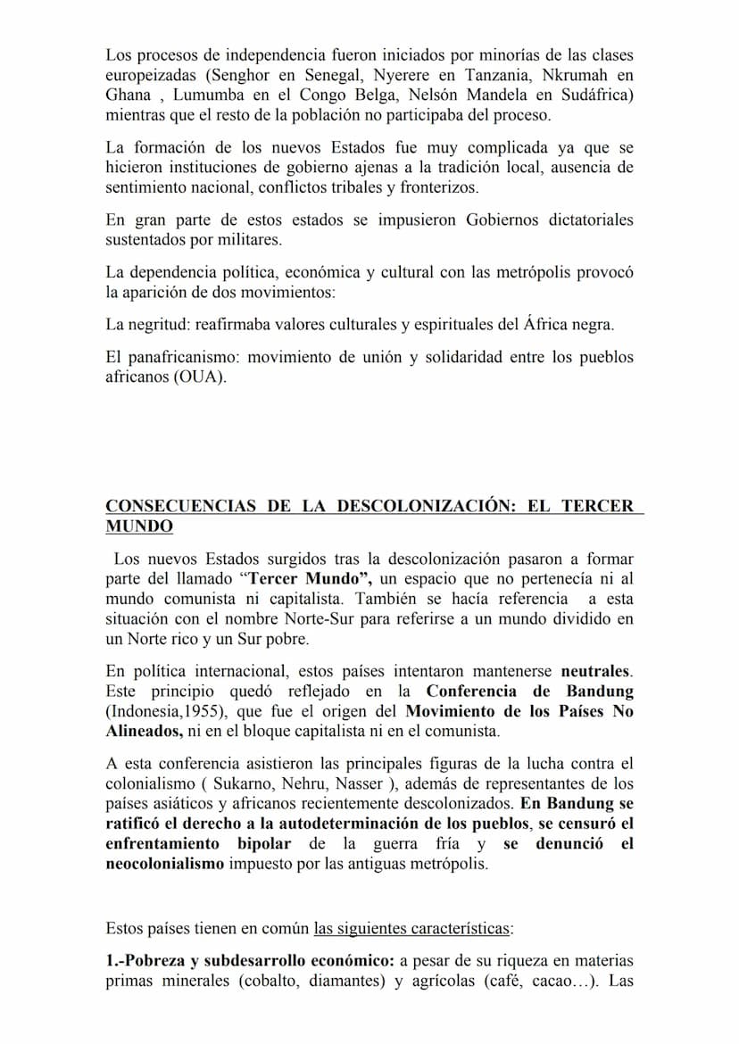 LA DESCOLONIZACIÓN (1947-1975)
La descolonización fue el proceso de independencia política de los
antiguos territorios que formaban parte de